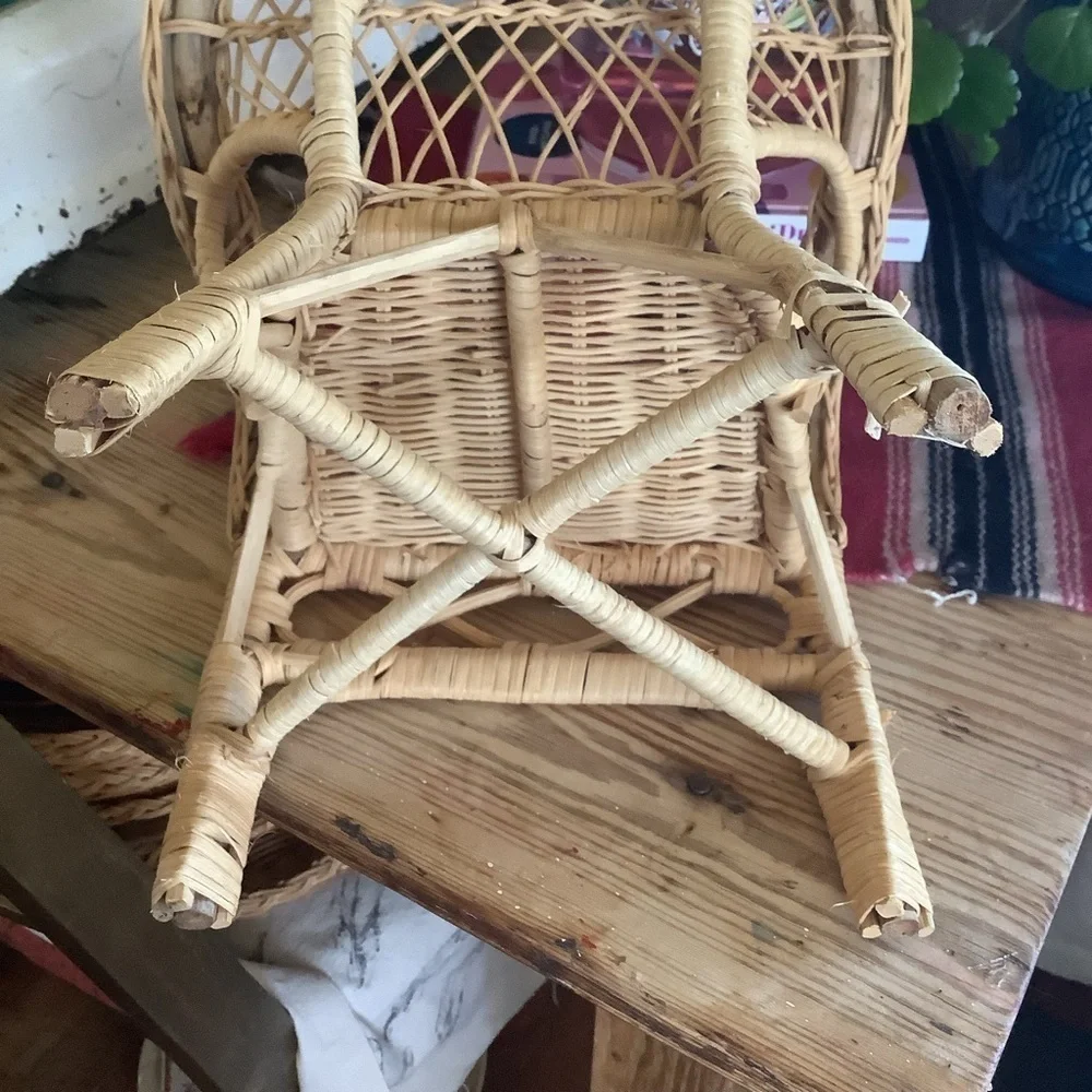 Vintage Boho Wicker Chair Planter